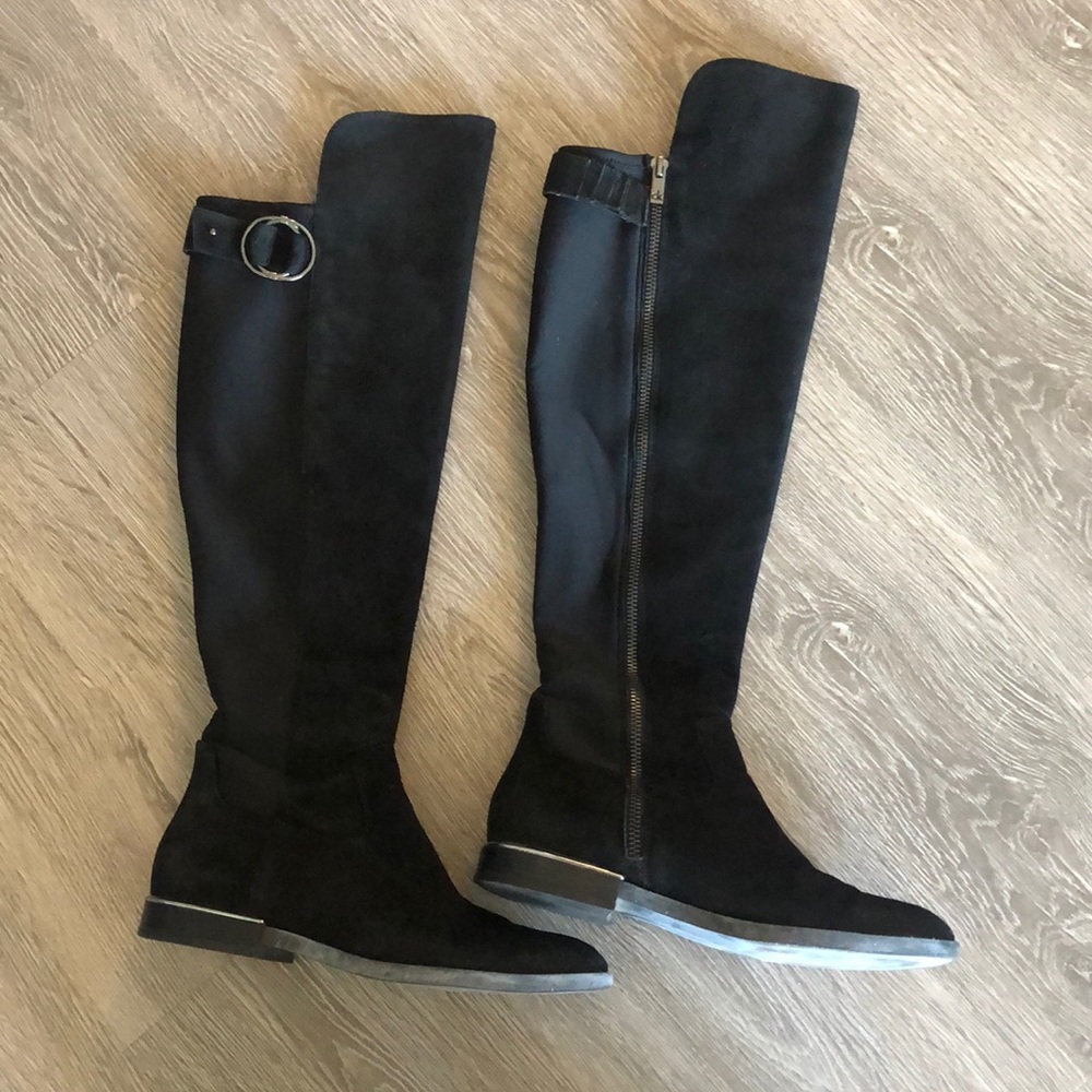 Calvin Klein Black Suede Over the Knee Boot